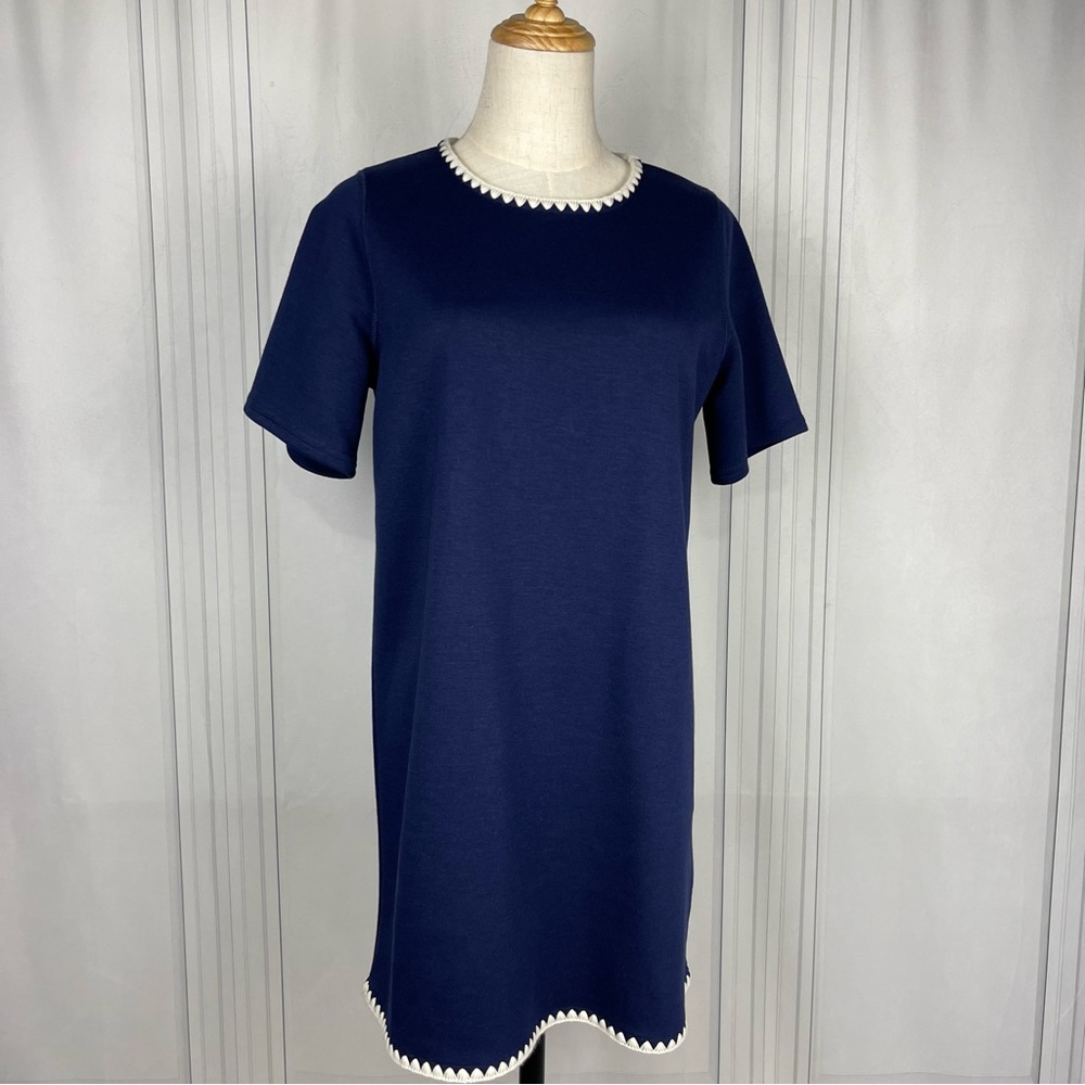 Louche 60's Inspired Mini‎ Dress - Navy & Ivory - Women's Size UK 12 (US 8)